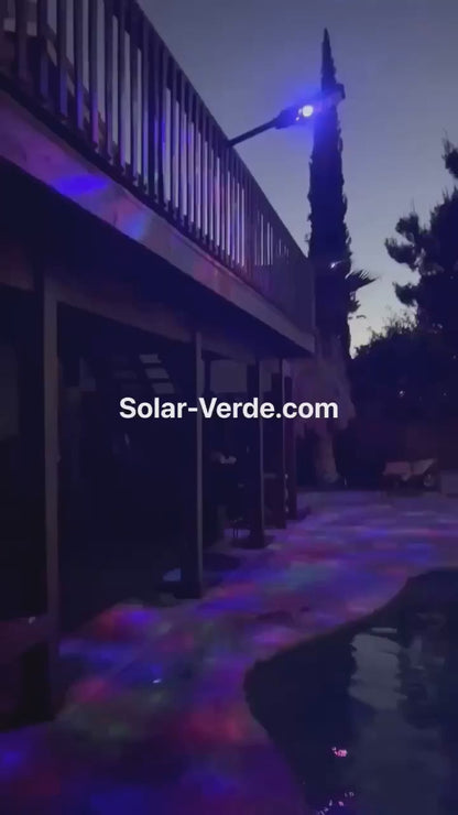 Luz solar para exteriores con bola de discoteca (sensor de movimiento/encendida toda la noche)